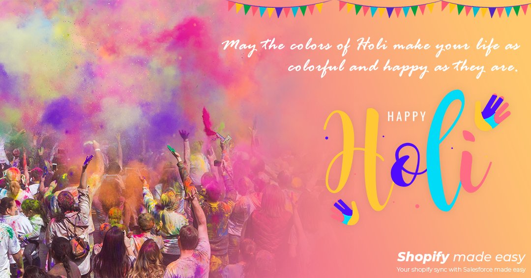 SyncMadeEasy's tweet photo. Here's team @ShopifymadeEasy wishing you a very colorful Holi! Stay hydrated, eat a lot of sweets, have thandai, and enjoy with your friends & family!
#vibrantholi #happyholi #Shopifymadeasy #teamshopify https://t.co/BYN9DRoVZ3
