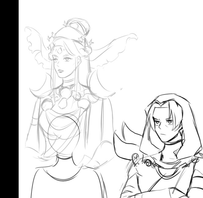 @Lizzisalizard In the sketch I actually have nyx placing her hand on Hypnos's shoulder tho but later discarded it bc they have too many accessories haha 😂 