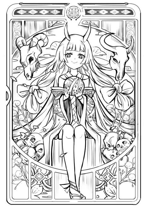 和風卡牌設計02/虛無妖姬
#着物 #妖怪 #原創 