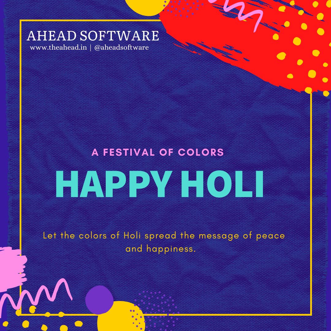 aheadsoftware's tweet photo. Let celebrate the festival of colours HOLI with love and peace. RED, GREEN, YELLOW, BLUE, PINK just mix all the colour over your face and enjoy the beauty of HOLI. 

AHEAD SOFTWARE wishes you and your family beautiful colourful HOLI. #HappyHoli2021 #festivalofcolors #HappyHoli https://t.co/6p9dgVI2Hu