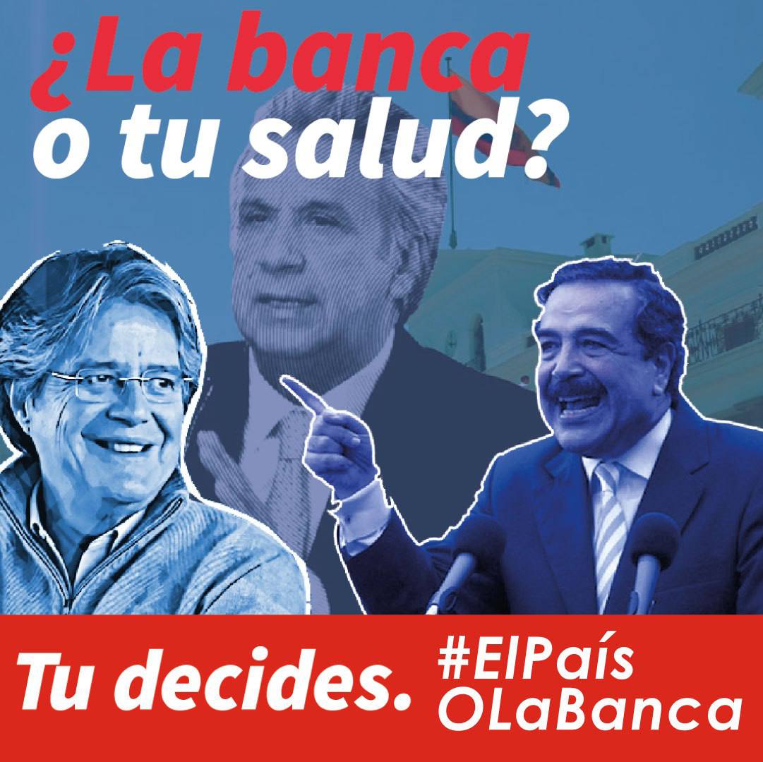 MashiRafael's tweet photo. #ElPaísOLaBanca | Hay que preguntarle de frente al banquero. Prefiere: su banco o la gente.

Todos sabemos que prefiere seguir ganando a costa del esfuerzo de millones de ecuatorianas y ecuatorianos que con las justas pueden vivir.

Basta de tanto lucro. https://t.co/owzsjmXpTa