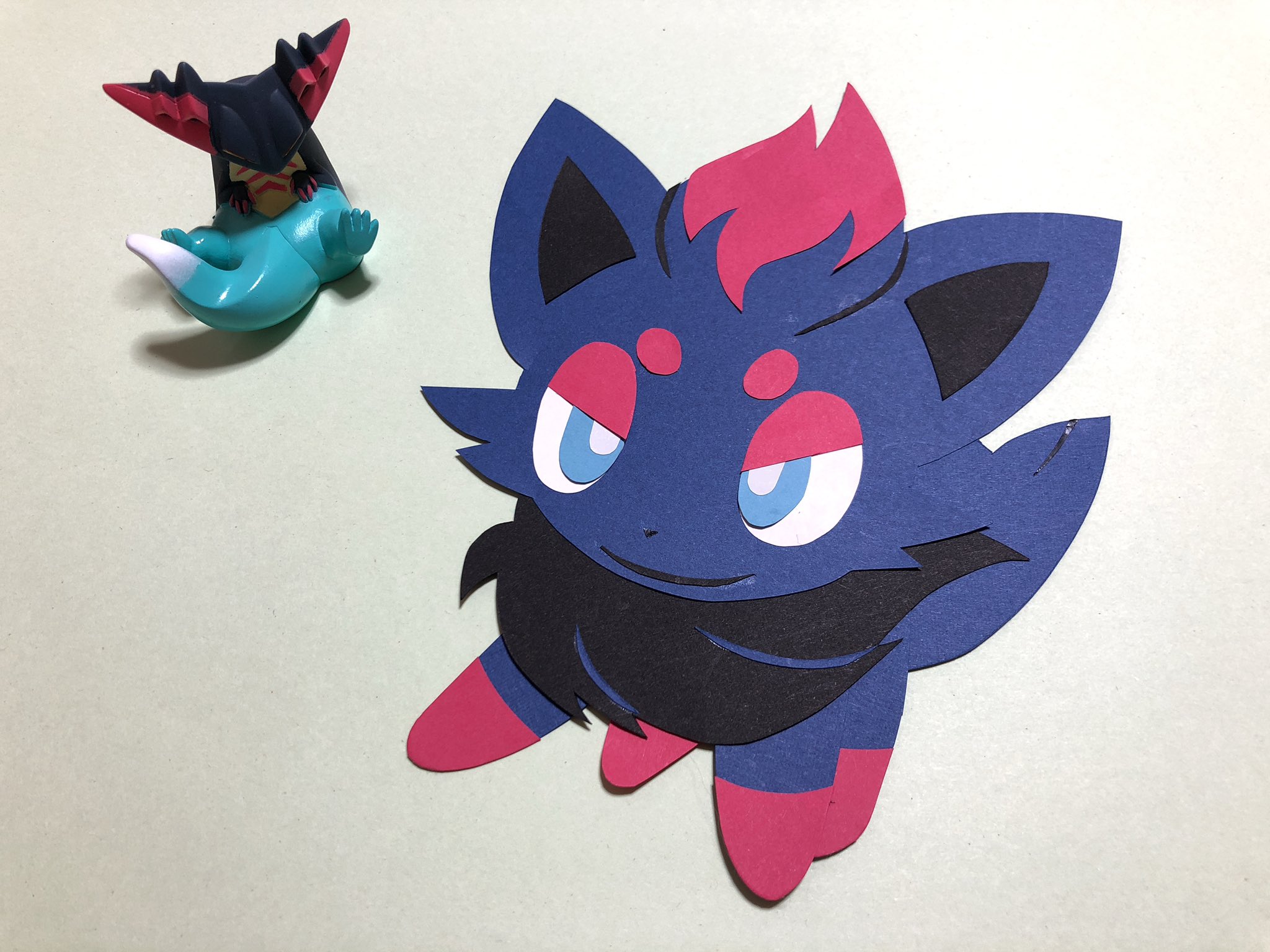 Shiro ゾロア ゾロア ポケモン Pokemon Pokemon ピカチュウ ピカチュウ大好き ポケモン大好き 模写 画用紙 画用紙アート ペーパークラフト 手作り
