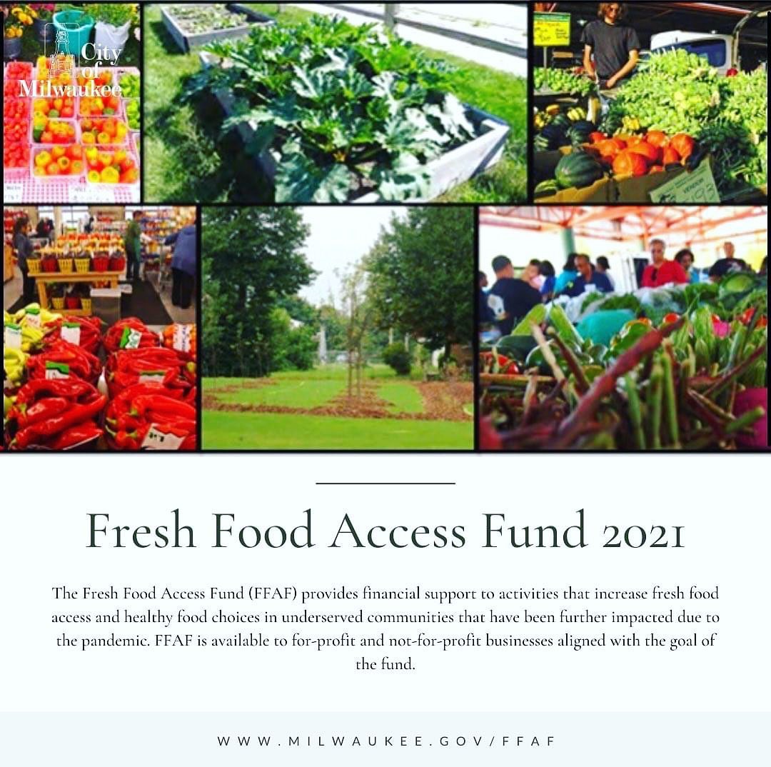 The City of #Milwaukee announced a new round of grant funding for 2021 focusing on healthy food access in our communities!

Deadline to apply is April 5, 2021.

For more information, visit milwaukee.gov/FFAF