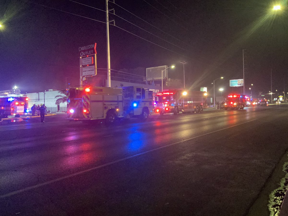 LasVegasFD's tweet photo. F3H TOC: 7:19PM 1548 E Charleston Bl. “Charleston Outlet” thrift store, multiple fires found inside store - KNOCKDOWN, crews checking for hotspots, no injuries reported, heavy smoke dmg interior, cause of fire U/I. #PIO1NEWS Incident #1114085 Ward-3 https://t.co/XZp13ysc69