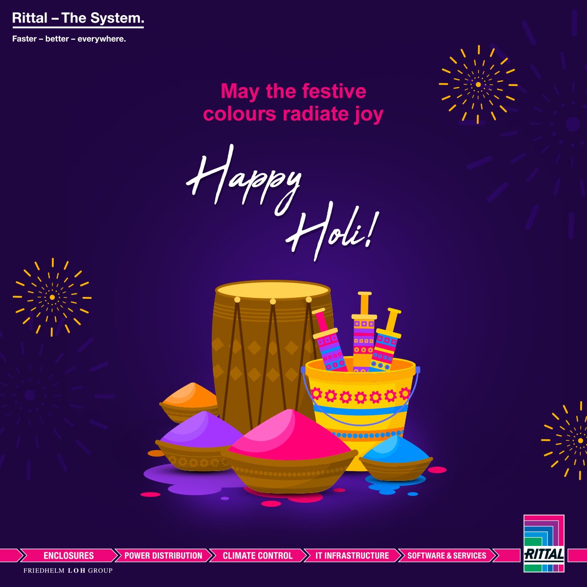 Rittal_India's tweet photo. May the festival of colors bring you and your loved ones happiness and many moments to be cherished. Wishing you a #HappyHoli!

#Rittal #Enclosures #ClimateControl #powerdistribution #datacentres #racks #Industrysolutions #CoolingUnit  @Rittal #Holi #Holi2021 @EPLAN_global https://t.co/HJCZ1S797L