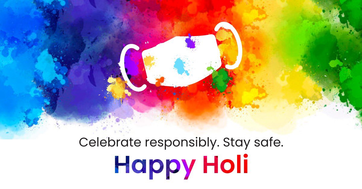 GatesIndia's tweet photo. This year, as you celebrate with your loved ones, wear a mask, disinfect your hands, follow social distancing, and avoid large crowds. We hope the colors of Holi bring you joy and happiness. #HappyHoli #Holi2021 https://t.co/0PI5Zgso7r