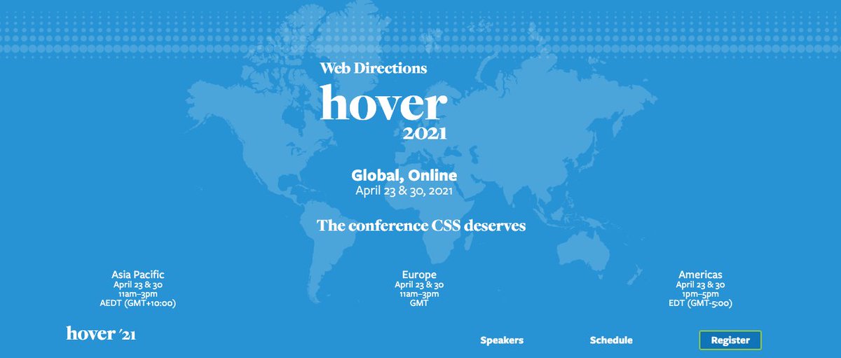 HarbourFrontHK's tweet photo. Hello friends! 
If you'd like to join Hover — April 23 &amp; 30, a Web Directions conference all about CSS, the early birds will expire at the end of this week. 
If you use the code 'harbourfront', you'll receive another 20% off.

Hope to see you there! 
https://t.co/mOsOC6BVGe https://t.co/opbIswgjpT