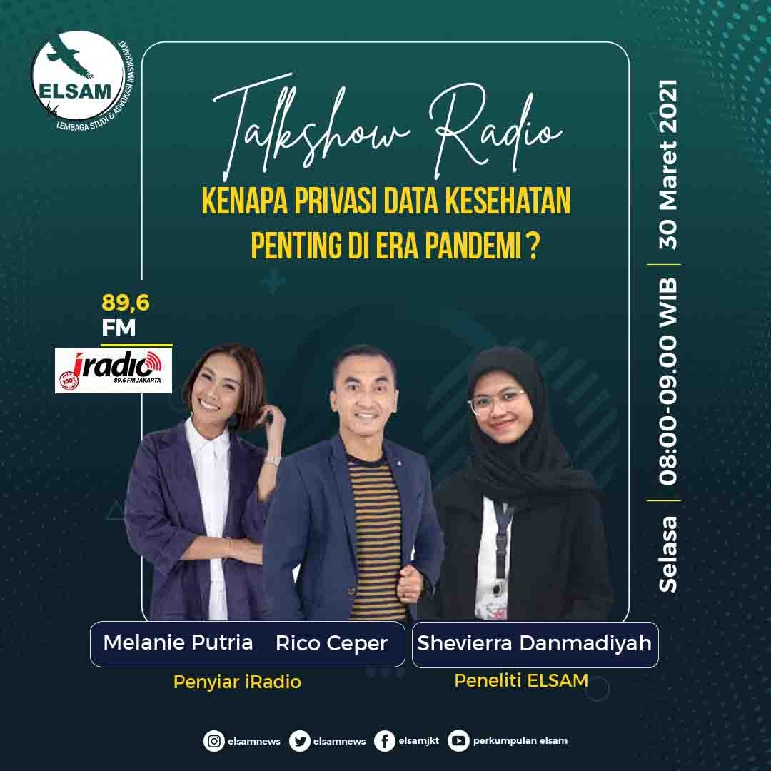 elsamnews's tweet photo. Kenapa Privasi Data Kesehatan Penting di Era Pandemi?
Ikuti obrolan @ShevierraD tentang privasi data kesehatan, besok pukul 08.00-09.00 WIB live di 89.6 FM @Iradiojakarta
#privacy #datakesehatan #dataprotection #RUPDP https://t.co/iBe8x5gljP