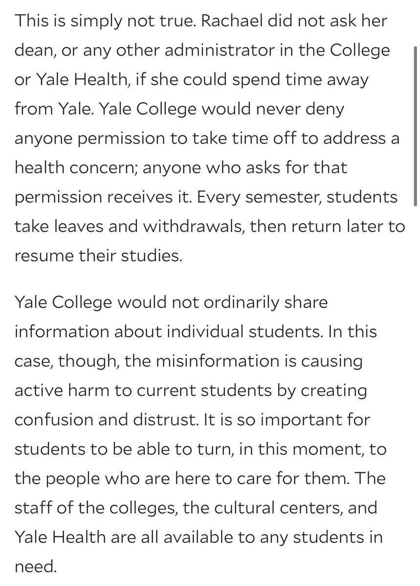 mackhawk's tweet photo. Yale has quietly made some significant changes to its first — and only — public statement on Rachael’s death, which did not originally include a message of grief.

Yale told the YDN that the statement was “lightly edited.” First two photos are the original, second are the update. https://t.co/6HoihG5d7S