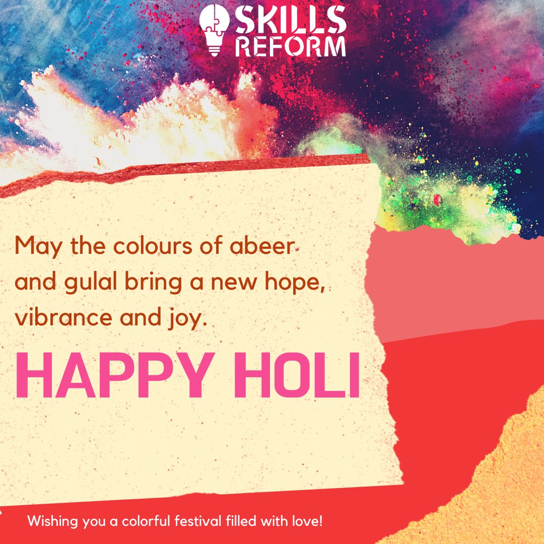 SkillsReform's tweet photo. #happyholi to #twitterfamily. May the #kindness #goodness and #joy spreads like #colours, bringing new synergies and skills. 
#skillsreform #Holi2021 #humanity #happiness #Mondayvibes https://t.co/FOp9EhlWCK
