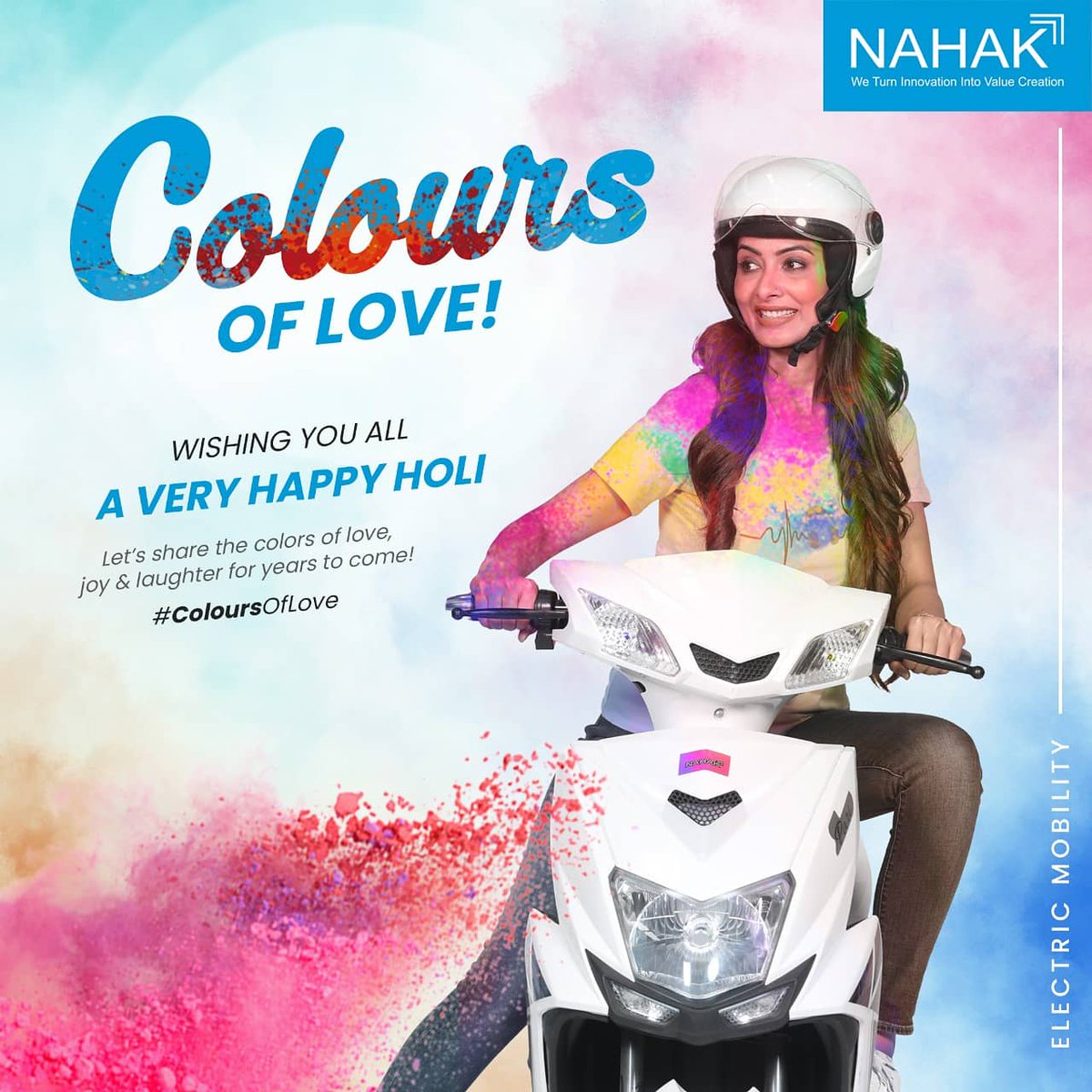 GroupNahak's tweet photo. Celebrate with full gusto &amp; responsibility!
May your day be filled joy, laughter and love for all those around. 
Happy Holi! 🎉❤️
#holi #holi2021 #holifestival #holikaholika #nahak #nahakgroup #nahakmotors #TakeChargeIndia #goelectric #rideelectric #india #ecofriendly https://t.co/0X9ocAWp3I