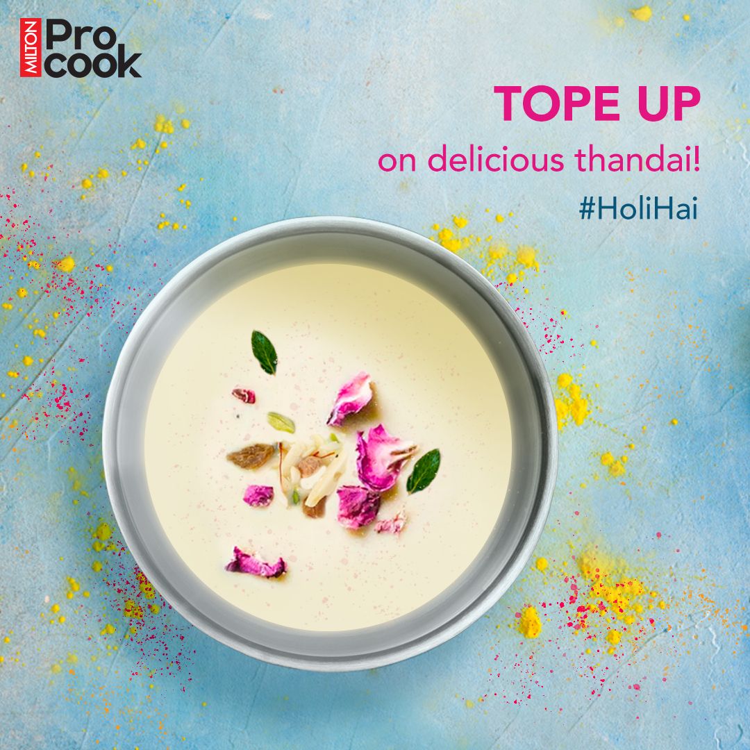 MiltonHomewares's tweet photo. Who needs gulaal when you can be in the pink of health by drinking thandai that has been prepared with nuts & Milton ProCook's Tri-Ply Stainless Steel Tope!
To order now, visit https://t.co/pIfO1Z2VmG or call at +91-7506368808
#MiltonProCook #CookHealthyWithMilton #HappyHoli https://t.co/Eg28B6v0UN