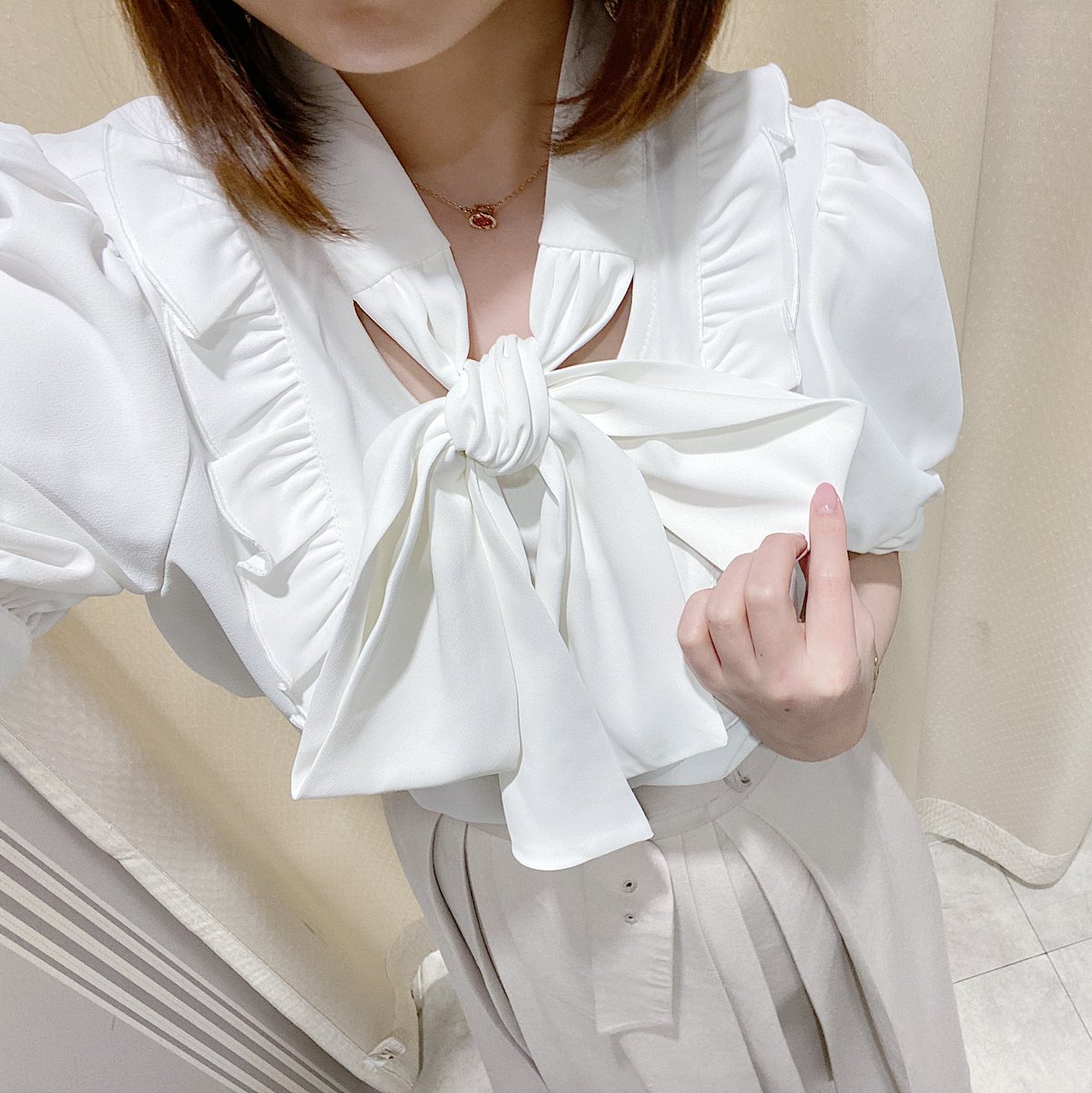 トップス evelyn - AnMILLE レースパフブラウス アンミール トップスの