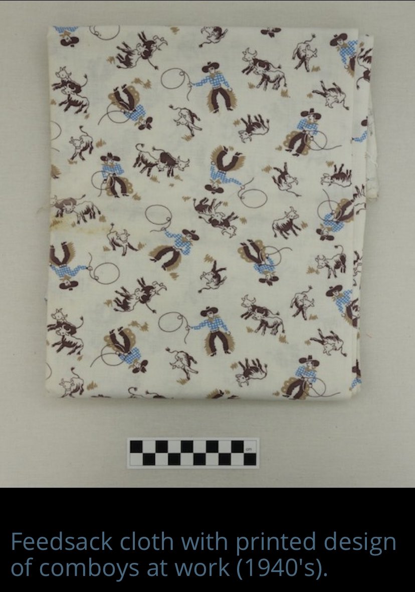 MerrittGarth's tweet photo. I have to talk about my fashion history niche interest OKAY so during the great depression feed/flour brands began to print designs on their sacks for women to make dresses for themselves and their kids and it eliminated so much waste. And they didn’t play around with the prints! https://t.co/cpZZRpRvxF