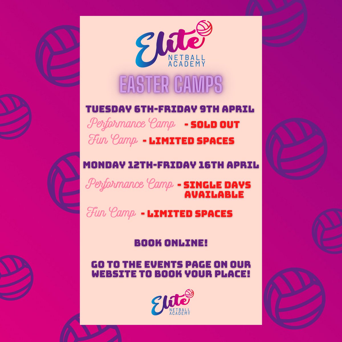 netball_elite's tweet photo. Easter Camps Update - day bookings available for week 2 of our Easter Performance Camp

Go to our events page to book:

https://t.co/SLuLIXN7fj

#elitenetballacademy #backtotraining https://t.co/aIRu4tzARO