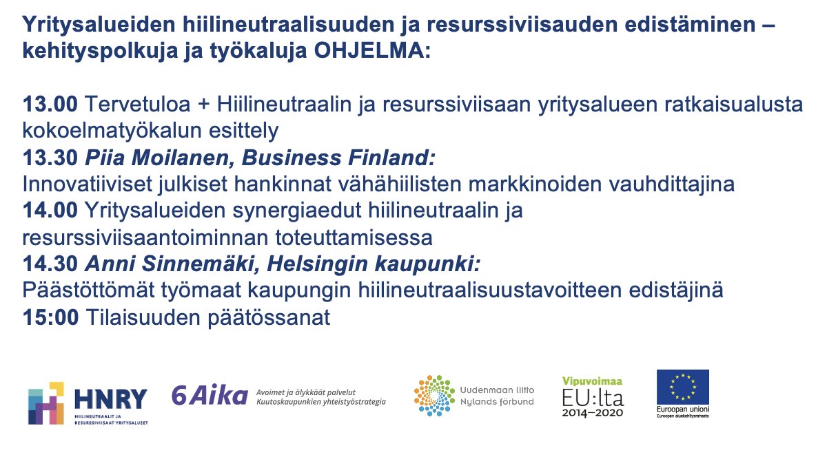 Tervetuloa kuulemaan miten voit edistää yritysalueiden hiilineutraalisuutta ja resurssiviisautta ke 28.4. klo 13–15. Tilaisuus pidetään virtuaalisesti Zoomin välityksellä. 
Ilmoittaudu mukaan: konsta.utu.fi/Default.aspx?t…