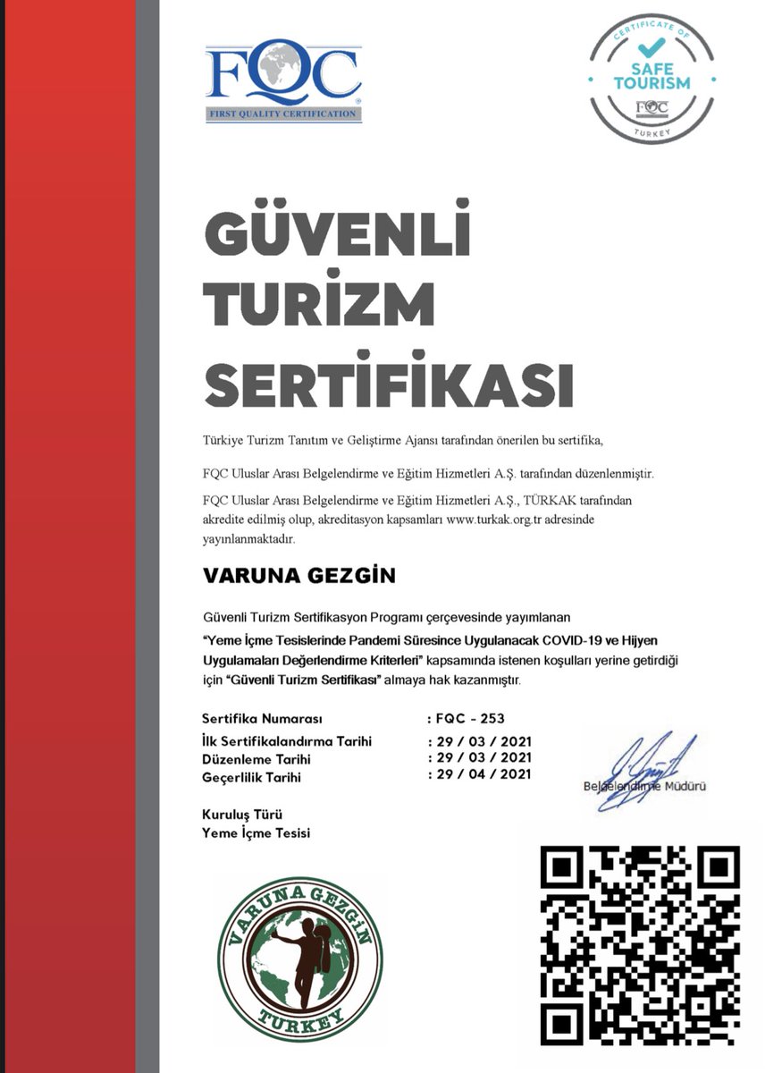 VarunaGezgin's tweet photo. Güvenli Turizm Sertifikamızı aldık. Şimdi sırada personellerimizin aşılanma süreci var. Durmak yok, yola devam.✌️ https://t.co/ztpF3Vh3zU
