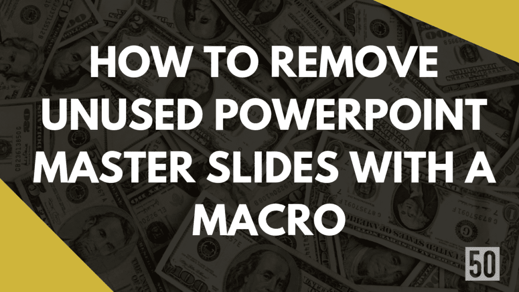 50Folds's tweet photo. You have a template or have made a lot of master slides you don’t use. You want to share the file and don’t want all the master slides to be shared. Here is a macro to remove them in seconds. 
#PowerPoint
https://t.co/o86rbW0pPA https://t.co/TsXvWZN4il