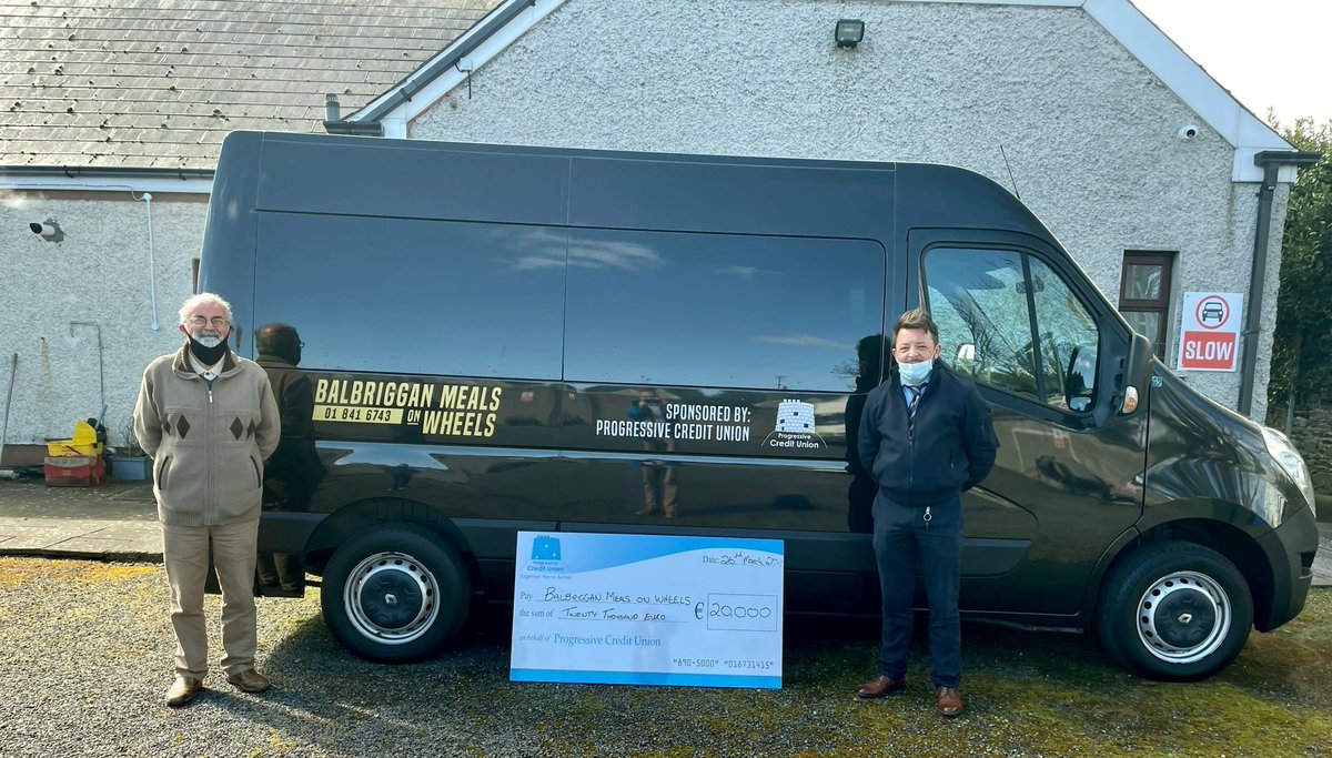 Progressivecu1's tweet photo. We are delighted that our contribution of €20,000  helped Balbriggan Meals on Wheels purchase the minibus for their continued essential services in the community. We wish them continued success and are proud to sponsor this local group, which supports so many people in the area. https://t.co/hwySvRP6oj