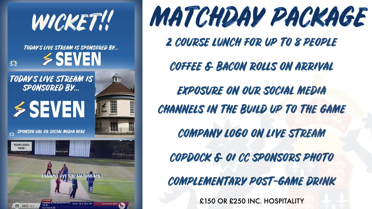 Big thank to Christchurch Holland &amp; Martin Holland for signing on for 2 Matchday Sponsorship Packages. If you are interested in becoming a matchday sponsor, please contact us at sponsorship@copdockandoicc.co.uk