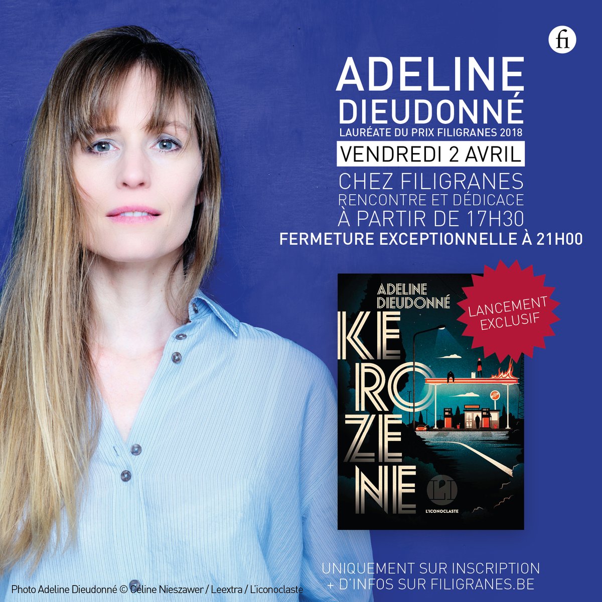 LA DEDICACE DE LA SEMAINE ! Ce vendredi 2 avril à partir de 17h30, Adeline Dieudonné en dédicace exceptionnelle pour le lancement de « Kerozene » 🤩 📖 De belles surprises vous attendent ! 🍻🥂 ⚠️ EXCLUSIVEMENT SUR INSCRIPTIONS VIA bit.ly/210402-adeline… @Ed_Iconoclaste