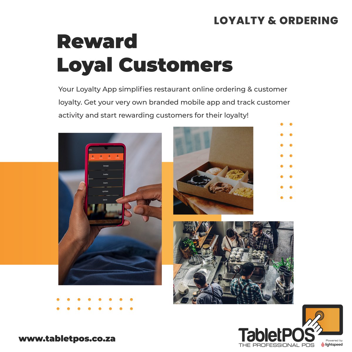 tabletpos's tweet image. Get Your Very Own, Branded Loyalty App 

In-App Ordering &amp;amp; Purchasing on your own branded App that you have control over! Your customers now have your complete menu in the palm of their hands. 
Find out how: tabletpos.co.za/your-loyalty-a…
