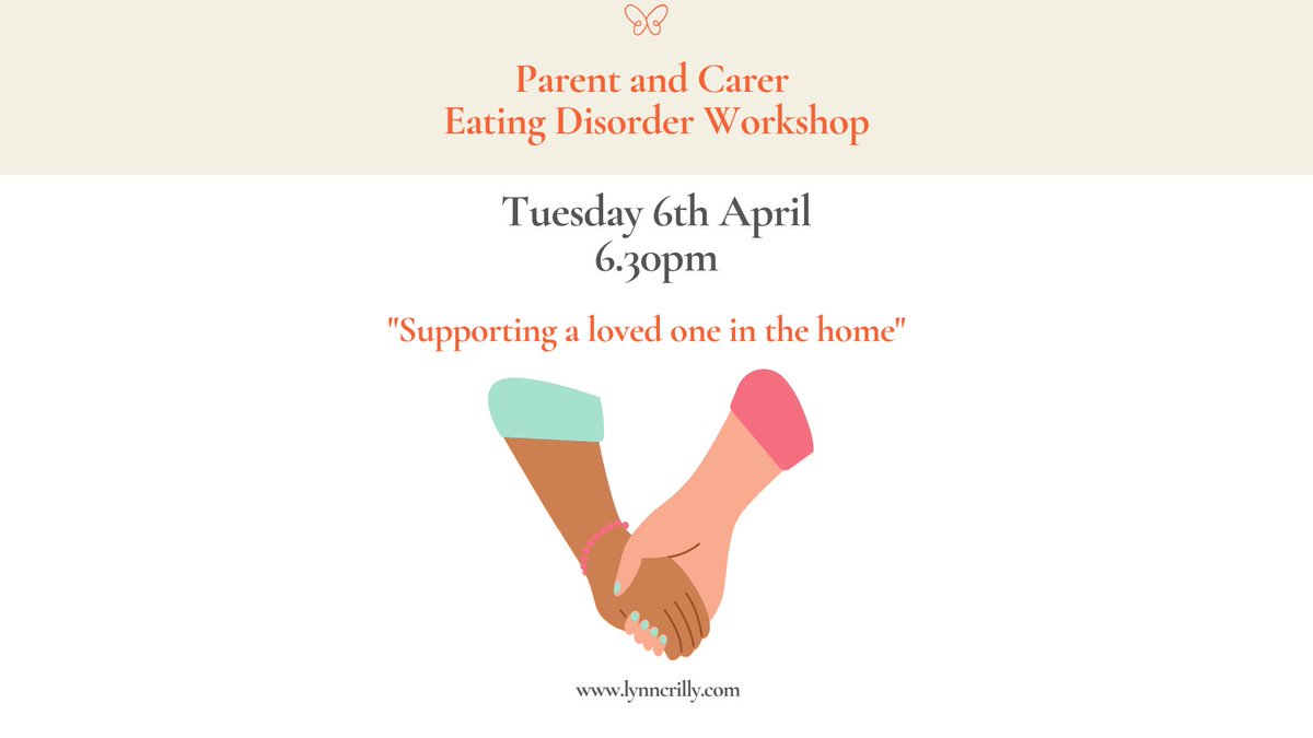 Just over 1 week until our first parent and carers workshop - this one will be covering tips when living with someone who has an eating disorder. To book head over to:lynncrilly.com/pro.../worksho…  🦋