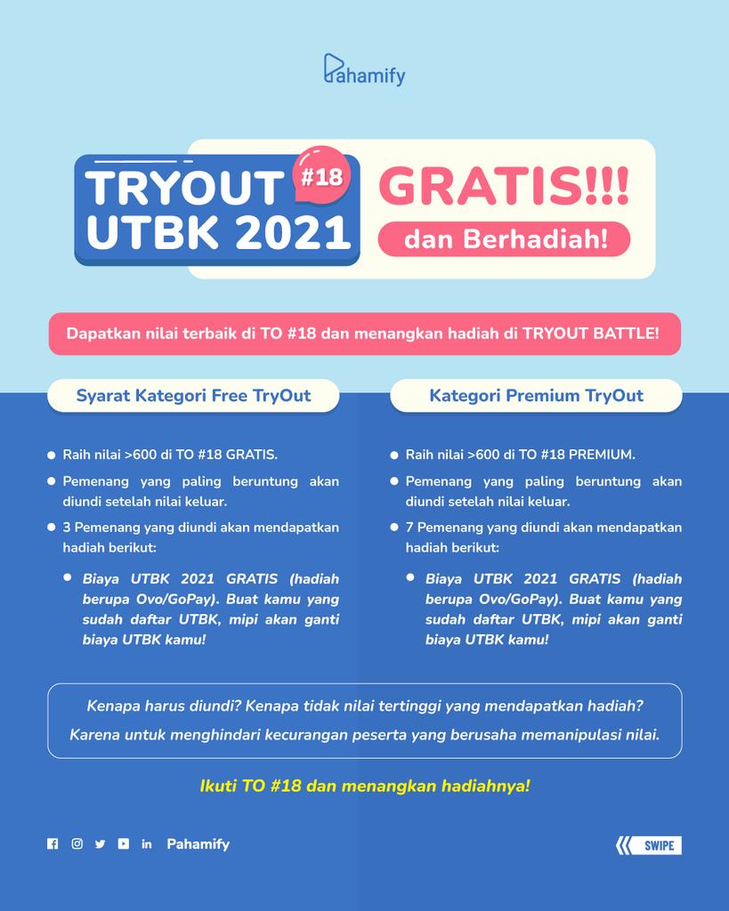pahamify's tweet photo. Dapatkan juga hadiah keren dari TRYOUT BATTLE TO #18! ✨🔥 Capai nilai terbaik di TO #18 GRATIS &amp; menangkan undiannya! 🏆🎁

Info lengkap tentang TryOut Battle, klik https://t.co/E81K6hrsCN ✨🚀 https://t.co/L6BHmus3MZ