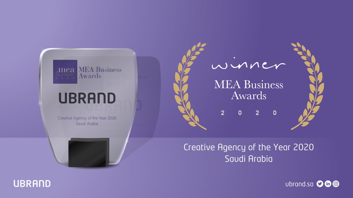 After a year of achievements and creativity, we UBRAND announce that we have won the Creative agency of the year 2020 Saudi Arabia by @ME_Markets #agencyoftheyear