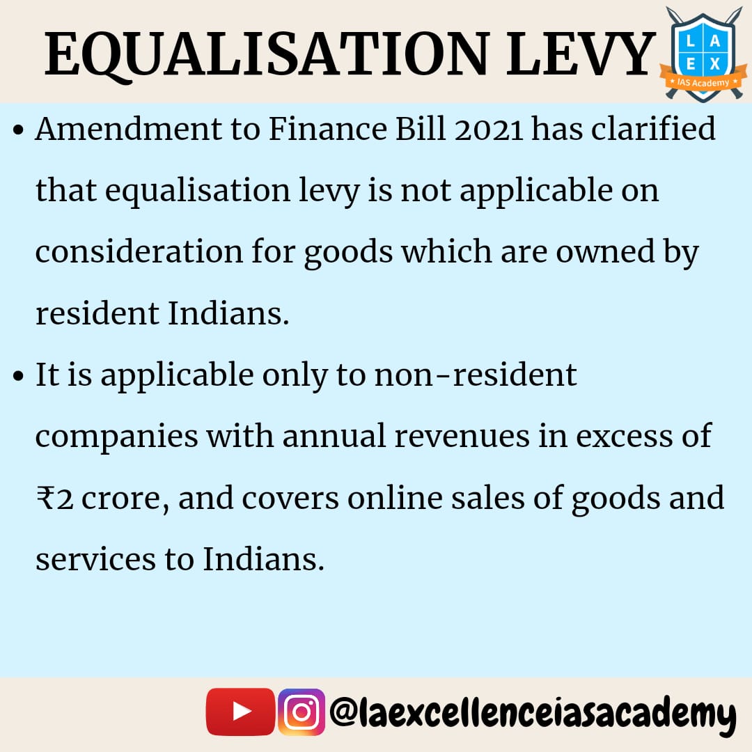 laexcellenceias's tweet photo. Equalization Levy is a direct tax, which is withheld at the time of payment by the service recipient
#equalizationlevy #currentaffairs #upscpreparation #civilservices https://t.co/3pq2tTtwGG