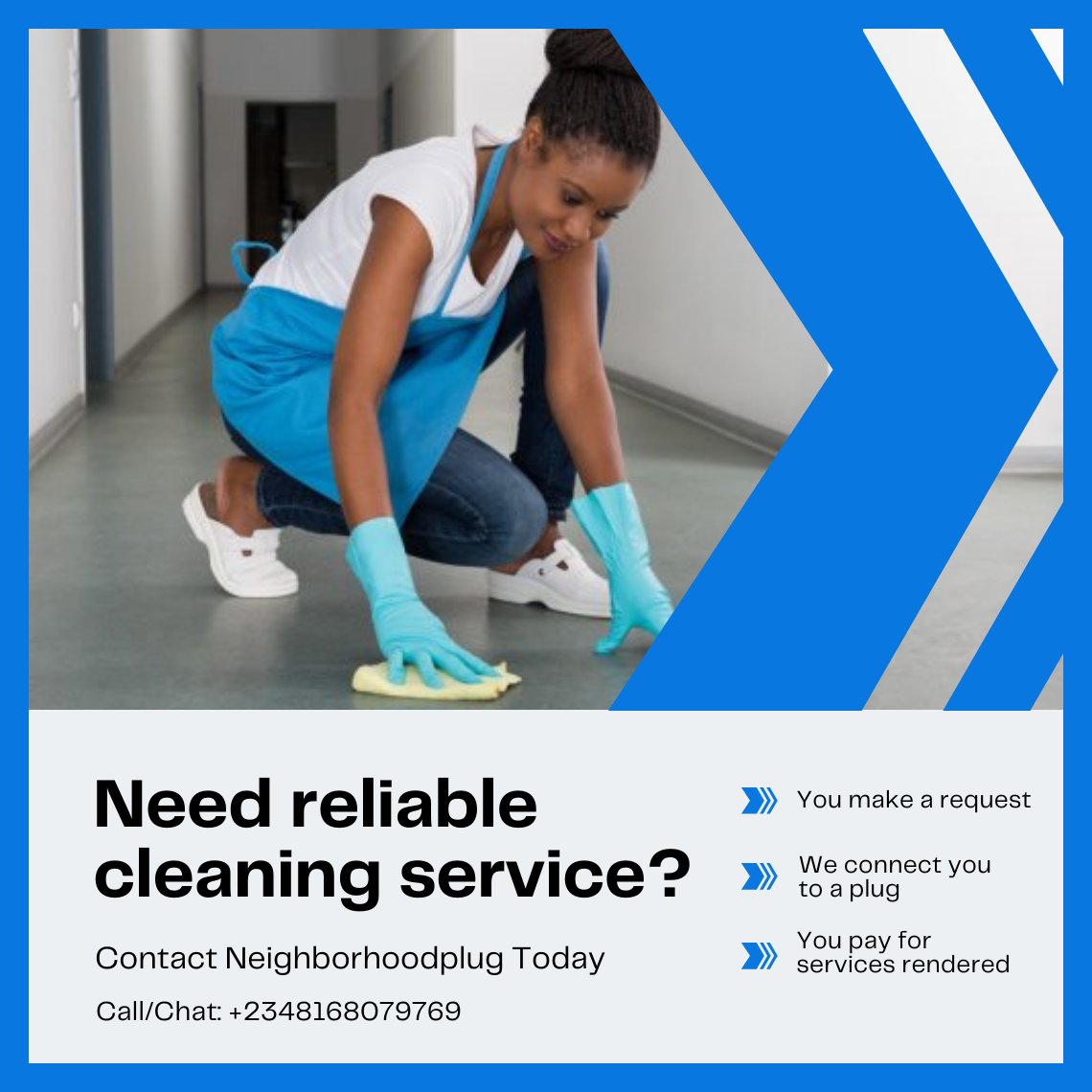 NPlugNigeria's tweet photo. Hire a plug today to do your cleaning, get the best cleaning service when you go through our platform. 

#hireaplug 
#CleaningServices https://t.co/88sHzx98nX