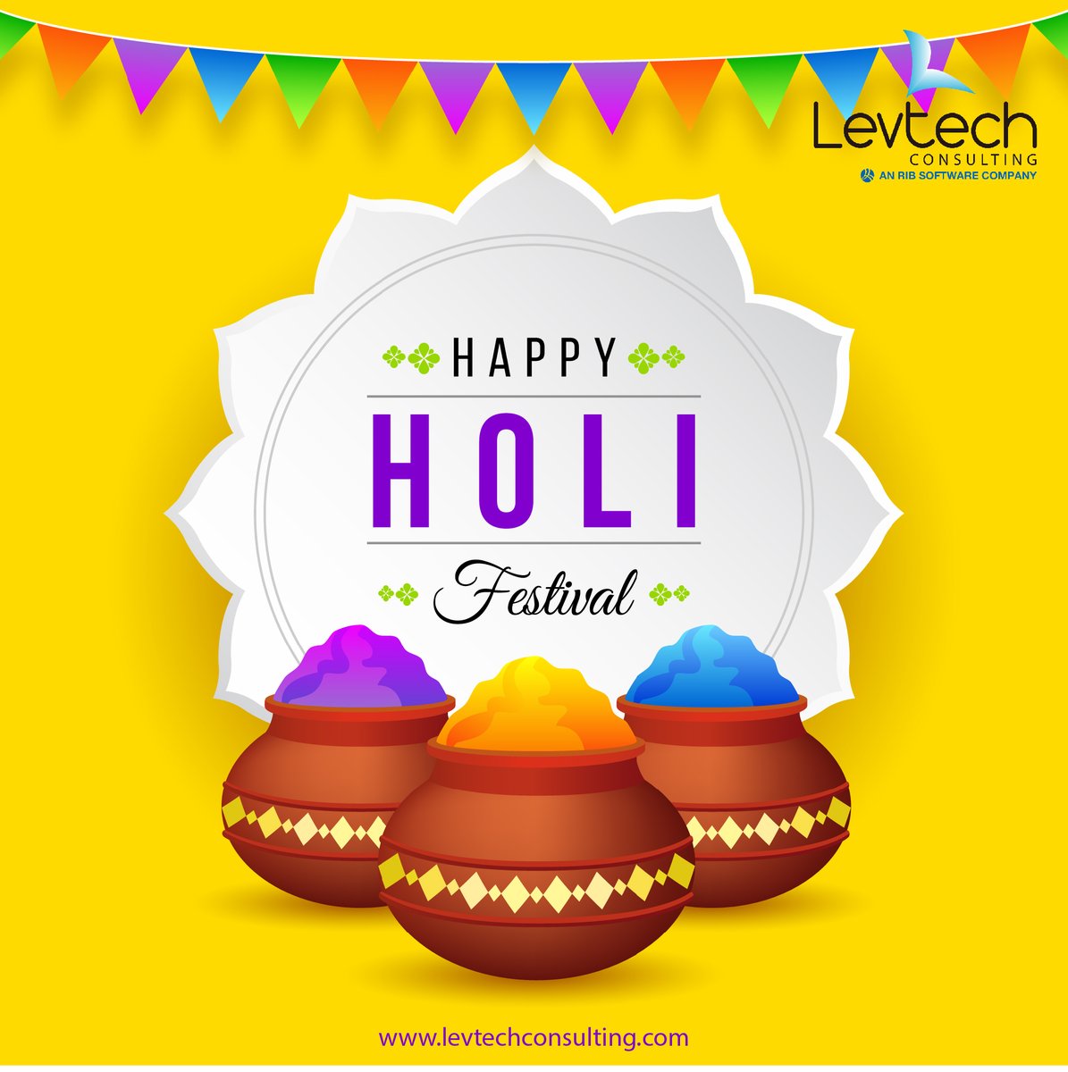 InTWO_MEA's tweet photo. As we mark the arrival of spring with the festival of colours, I extend our greetings on behalf of Levtech team to all. Wishing everyone a very happy and prosperous Holi! Let’s remember to maintain social distancing to remain protected. #Levtech #RIB #RunningTogether #Holi https://t.co/SvnnVLMCBd