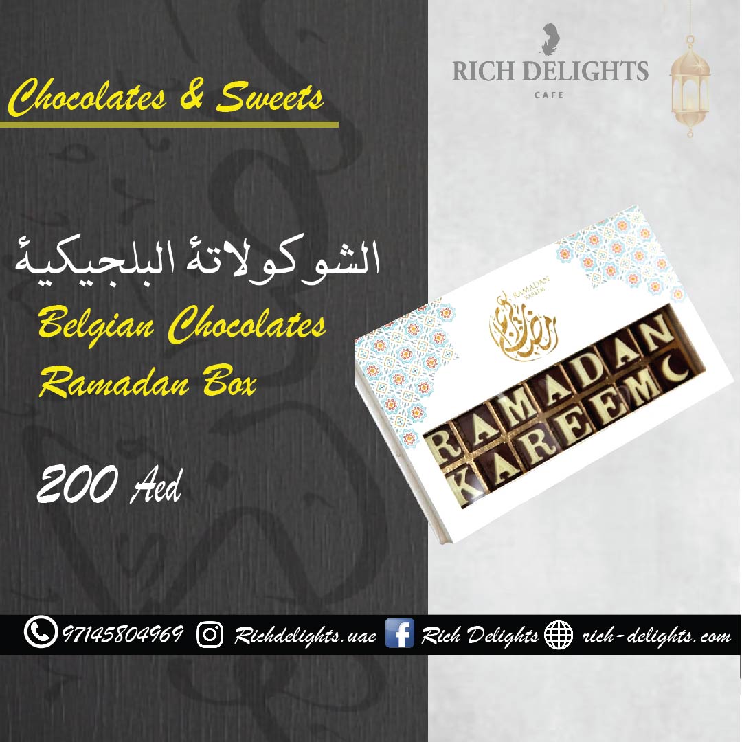 rich_delights's tweet photo. Ramadan Special Belgian Chocolates Box

Perfect Ramadan Gift..
.
.
Pre-order required..
#richdelighstcafe #ramadan2021 #ramadangift #customizedgifts #bakery #belgianchocolates #dubai #abudhabi #homedelivery #glutenfree https://t.co/nLrpv2rZDR