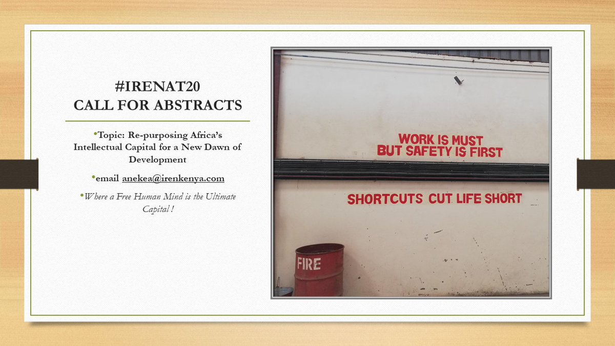 Good Morning. Send in your #Essay abstract Today. 

Time to #Repurpose #Explore #Africa #intellectualcapital 
irenkenya.com/iren-at-20/

Deadline is this Wed 31st, 2021...