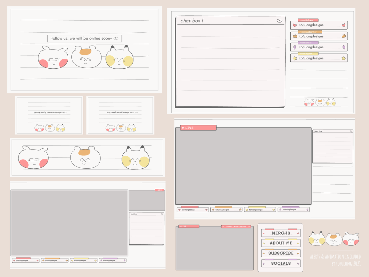 Geloxichu Cute Twitch Overlay Streamer Package Available at etsy.me/3fnDrUs via <a href="/Etsy/">Etsy</a> 

Want anime, pokemon, or fruit premade packages? Let me know your ideas and will try to include them. :)

#twitchaffiliate #twitchstreamer #TwitchOverlay
