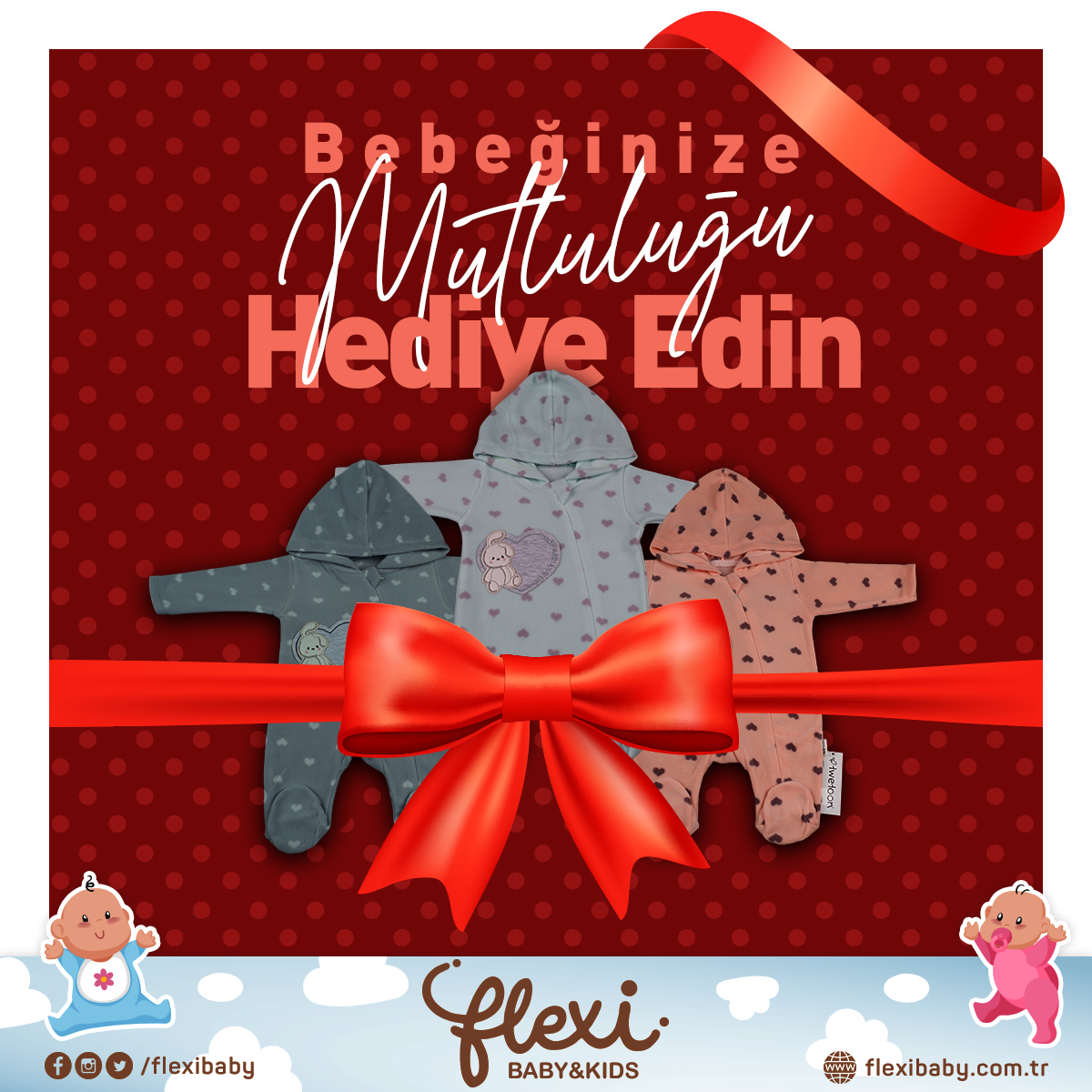 Mutluluk her bebeğin hakkıdır. Bebeklerinize "Flexi" ile mutluluğu hediye edin.
#bebekgiyim #zıbın #tulum #bebektakımları #bebekelbisesidikimi