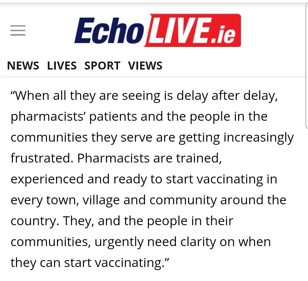Darragh_OL's tweet photo. Pharmacists, patients and public frustrated at delays implementing Covid-19 vaccination in pharmacies #VaccinesSaveLives #GetIrelandVaccinated #thinkpharmacy
https://t.co/tbRxDSlits https://t.co/gx9jVqziBo