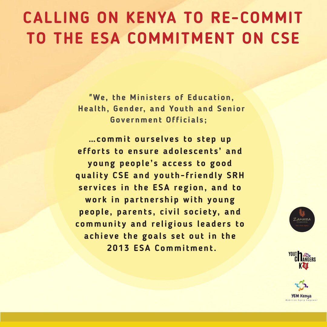 Zamara_fdn's tweet photo. 📢ADD YOUR SIGNATURE!!

We CALL upon the @MOESTKe @MyGovKe and relevant stakeholders to ACT by supporting age-appropriate CSE and access to youth-friendly services by recommitting to #ESA CSE commitment. 

#CommitCSEKe 

Read, sign, and share https://t.co/I77xARi6lQ https://t.co/exazEfKNCf