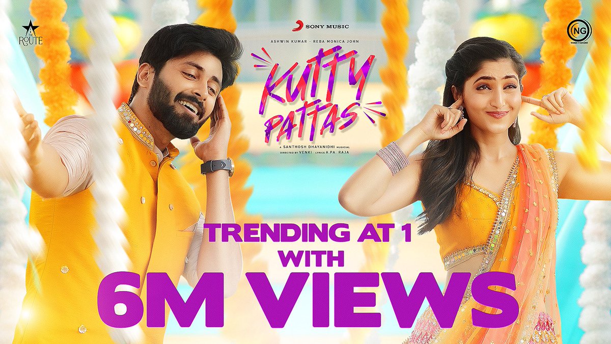 Venki_dir's tweet photo. TRENDING AT #1 With #6MillionViews #KuttyPattas Thank You All Lovely People for the Support and Love 🤗🤗❤️@i_amak @Reba_Monica @SonyMusicSouth @Jagadishbliss @TheRoute @noiseandgrains @dop_harish @iamSandy_Off @DhayaSandy #MyDearViewers 🤗❤️ https://t.co/BdUmk38p2e