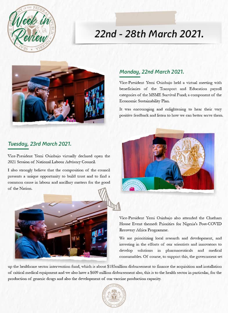 ProfOsinbajo's tweet photo. Here is a recap of some of the things we were up to last week.

Please follow the journey 👇🏾👇🏾👇🏾 https://t.co/X7U9sjA13u