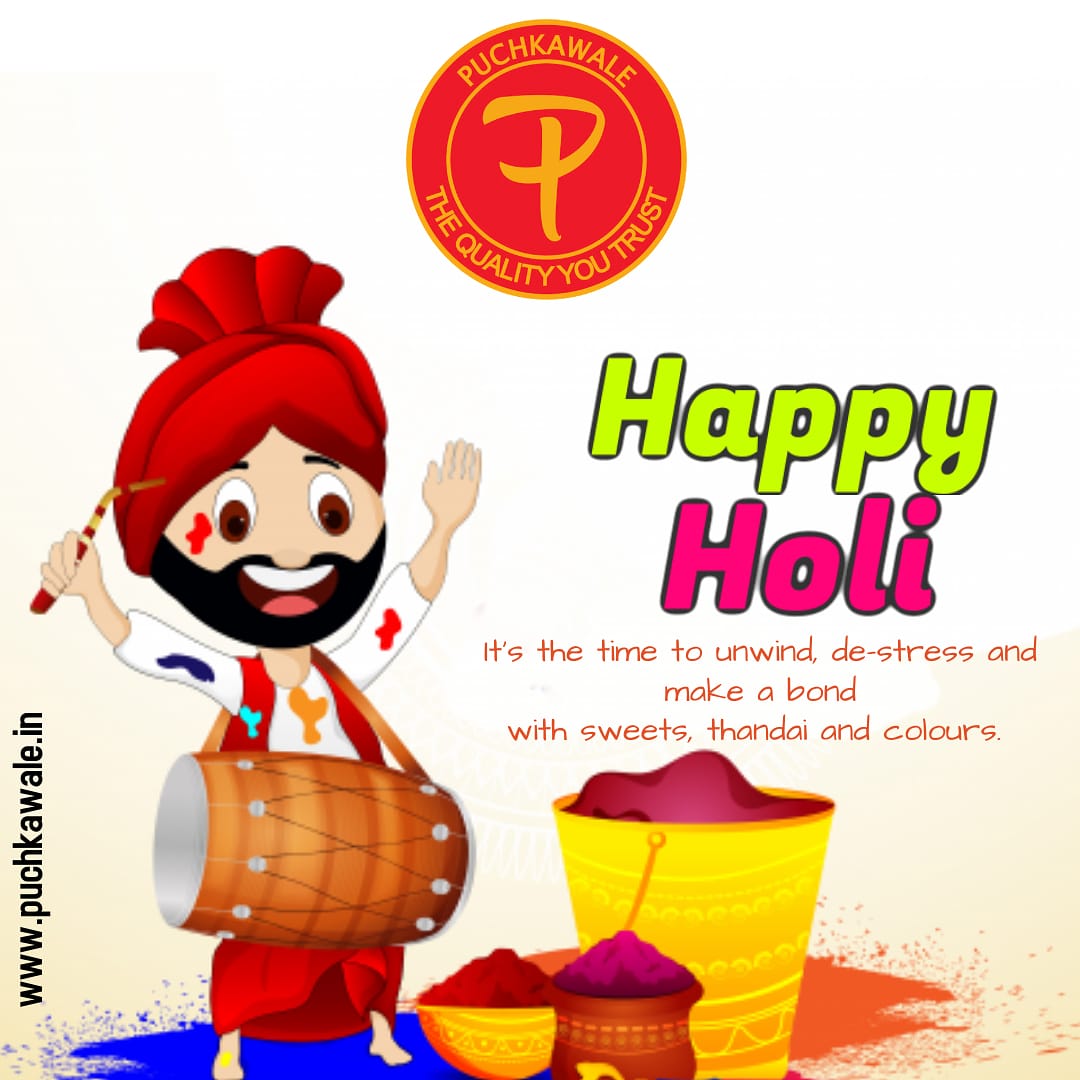 _PuchkaWale's tweet photo. It’s the time to unwind, de-stress and
 make a bond 
with sweets, thandai and colours.  Happy Holi..🎉🎊 https://t.co/kyQAFbYfVb