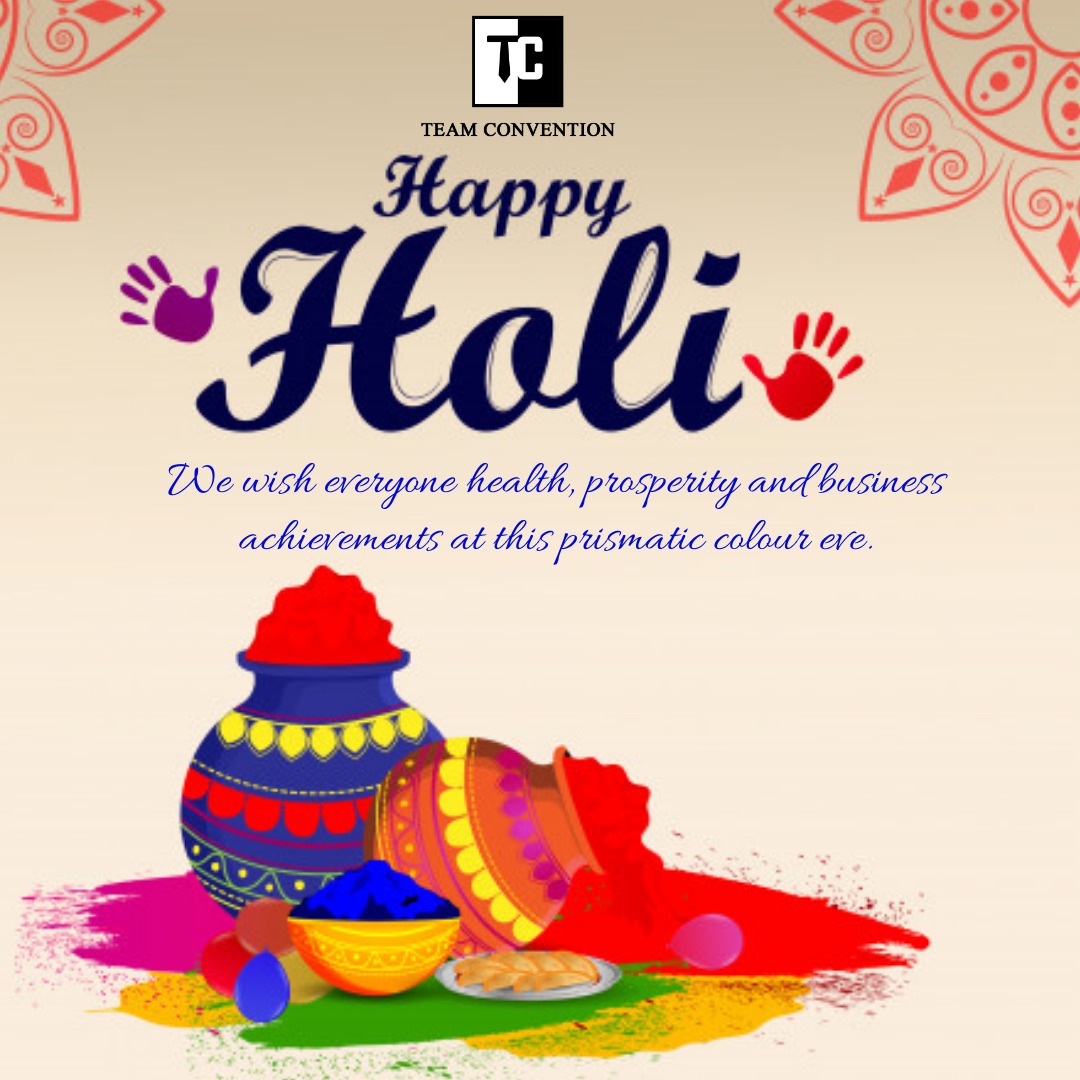 TeamConvention's tweet photo. Team convention wishes you a very happy, healthy and safe holi !! May this auspicious occasion fills your life with colours of joy, love and prosperity !! https://t.co/3ZwLXbIPJL