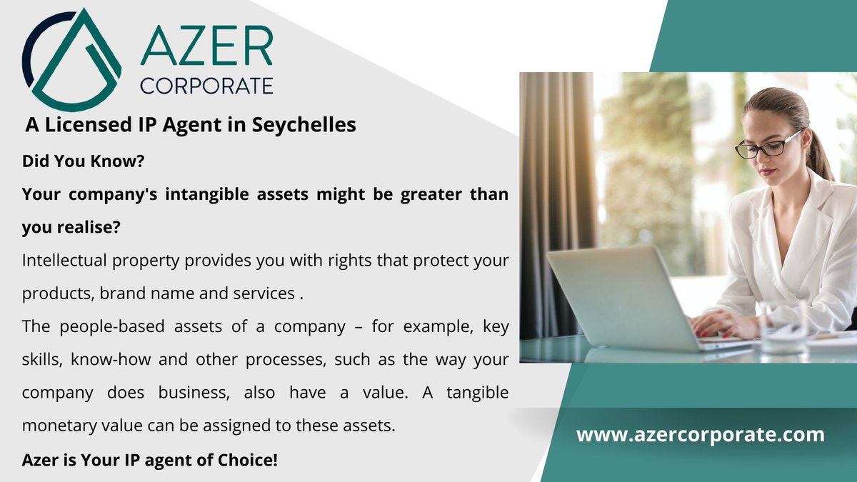 AzerLimited's tweet photo. Looking for a partner to protect your Intellectual Property assets? Azer Corporate, is a licensed IP Agent in Seychelles. We offer multi-level IP services that will be tailored to suit your needs. #Seychelles #IP #IPAgent #Intellectualproperty #Copyright #Trademark #Licensing https://t.co/YTGNl6Dnvi