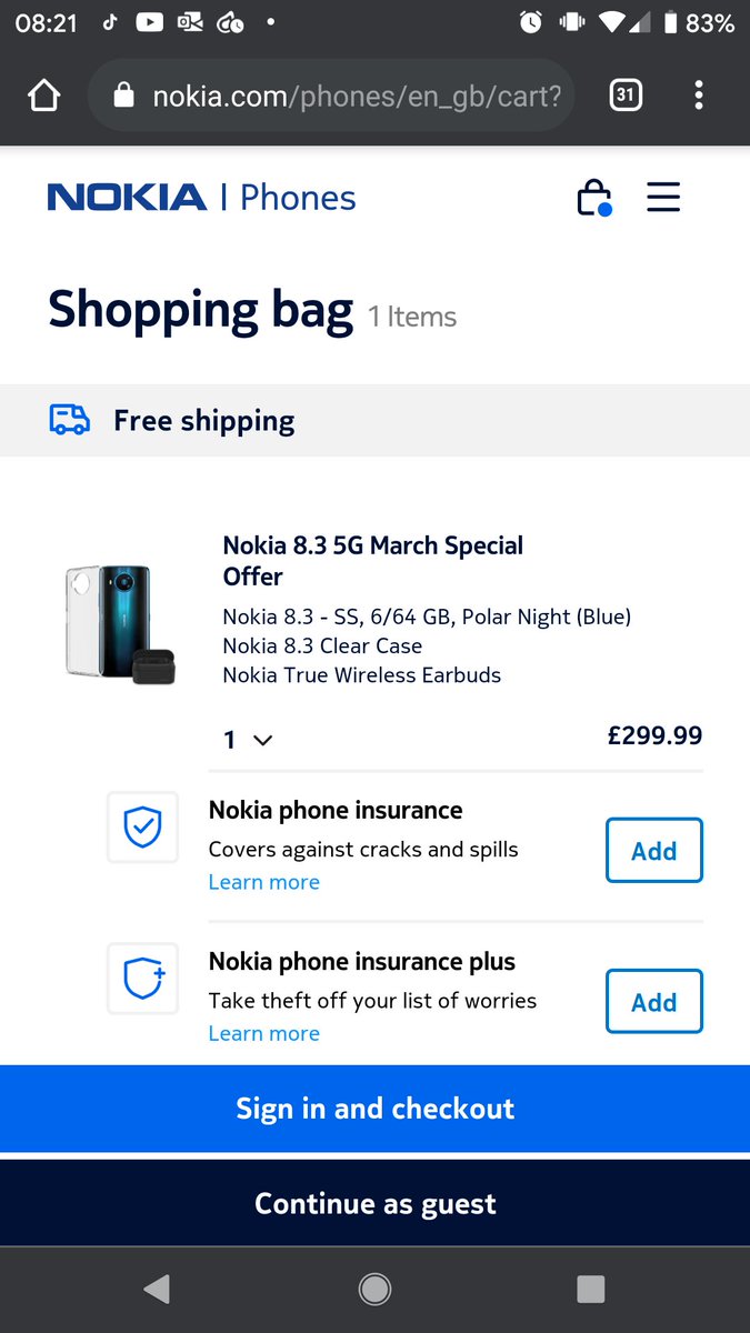 AIp97's tweet photo. @NokiaMobile This is a bit misleading Ad Title? Nokia 8.3 128GB Special Offer, the item in the link is only 64GB? Do you offer the 128GB in the UK? https://t.co/2dl3BrK3w0