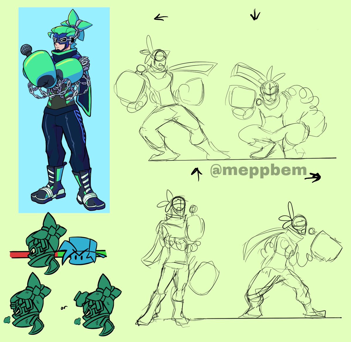 NoodleHarp's tweet photo. heres a few rough n simple ideas if i ever decide to not be lazy and work on an #ARMS #fridaynightfunkin mod :D it’s fun to plan stuff but in execution, it looks pretty energy-draining... #Springman #Ninjara #Mechanica #fnf #bigfattits https://t.co/2LwuxzWaKy