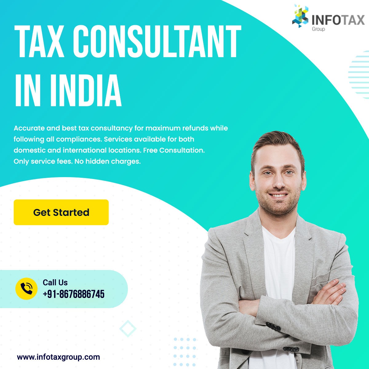 GroupInfotax's tweet image. #taxconsultant #taxconsultantinindia #maximumrefunds #besttaxconsultancy #compliance #servicefees #freeconsultation
Tax Consultant in India
Accurate tax consultancy for maximum refunds while following all compliances. Services available for both domestic international locations.