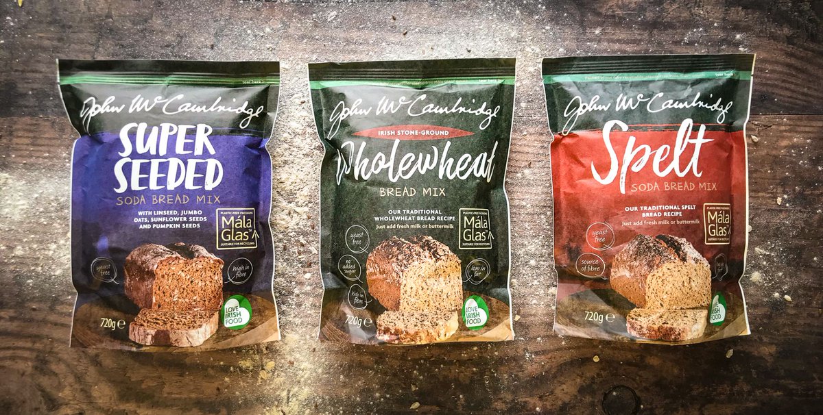 McCambridge1945's tweet image. Our bread mixes and Porridge oats now come in these recyclable mala glas pouches. Order online for delivery to your door. 😊 mccambridge.ie/btb-shop/ #recyclable #plasticfree #breadmix #superseeded