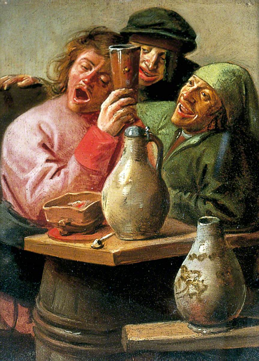 Unknown artist (Dutch school), “Boors Carousing,” 17th century. York Art Gallery.
