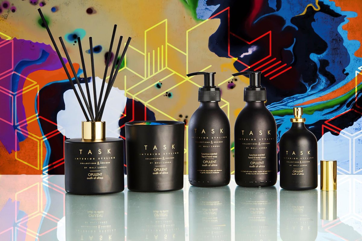 Our luxury Scented Candle, Reed Diffuser, Room Spray, luxe Hand Wash &amp; Lotion. Shop Now: taskinteriorstyling-shop.co.za