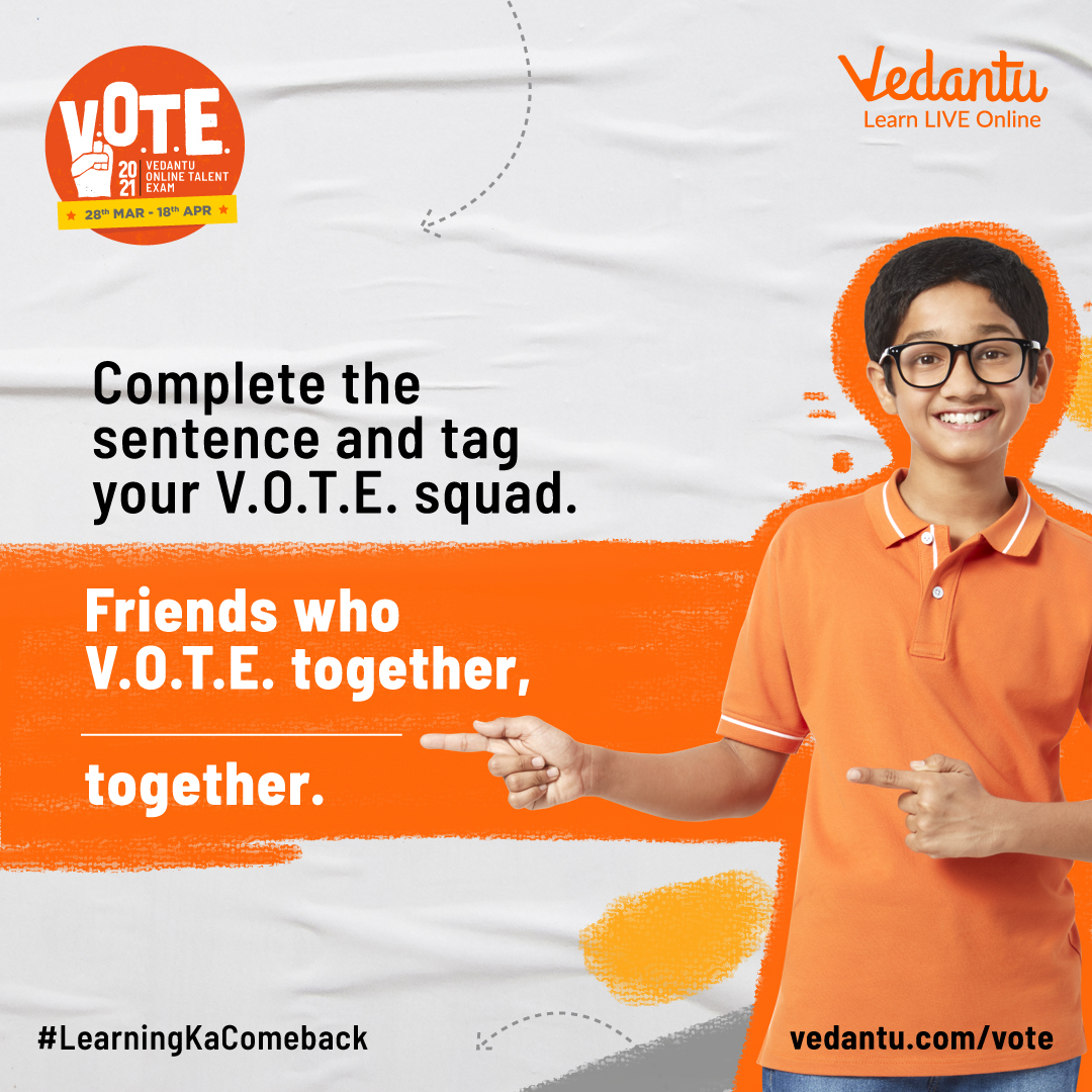 vedantu_learn's tweet photo. The only blank you need to fill today. Register for V.O.T.E. (Vedantu Online Talent Exam) at https://t.co/cvOiHMAELo🎒📚📔🎓
#LearningKaComeback #vedantu #vote #onlinelearning https://t.co/9oa9BWhqIW
